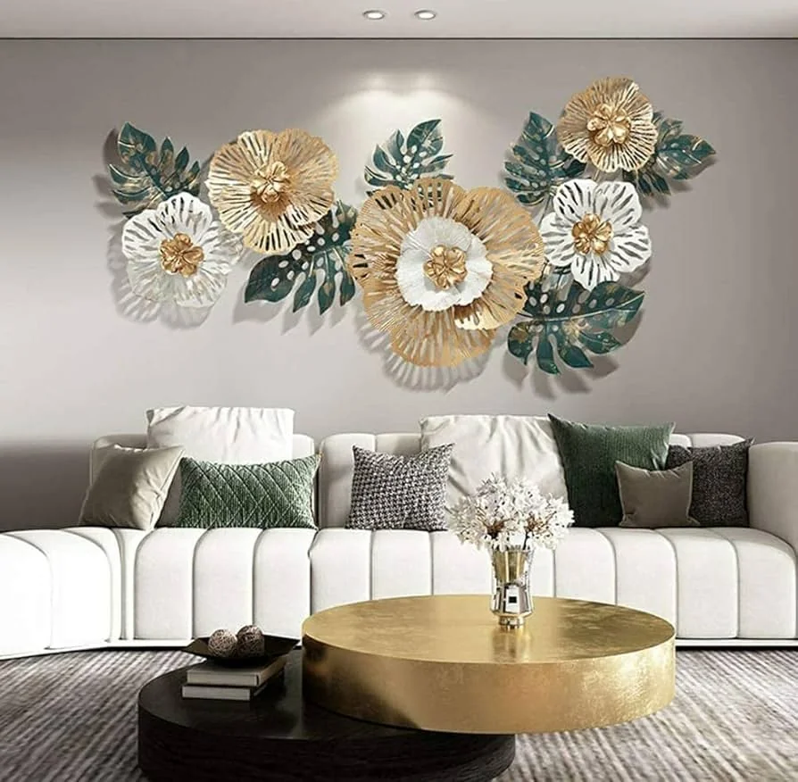 Gold and White Floral Wall Art